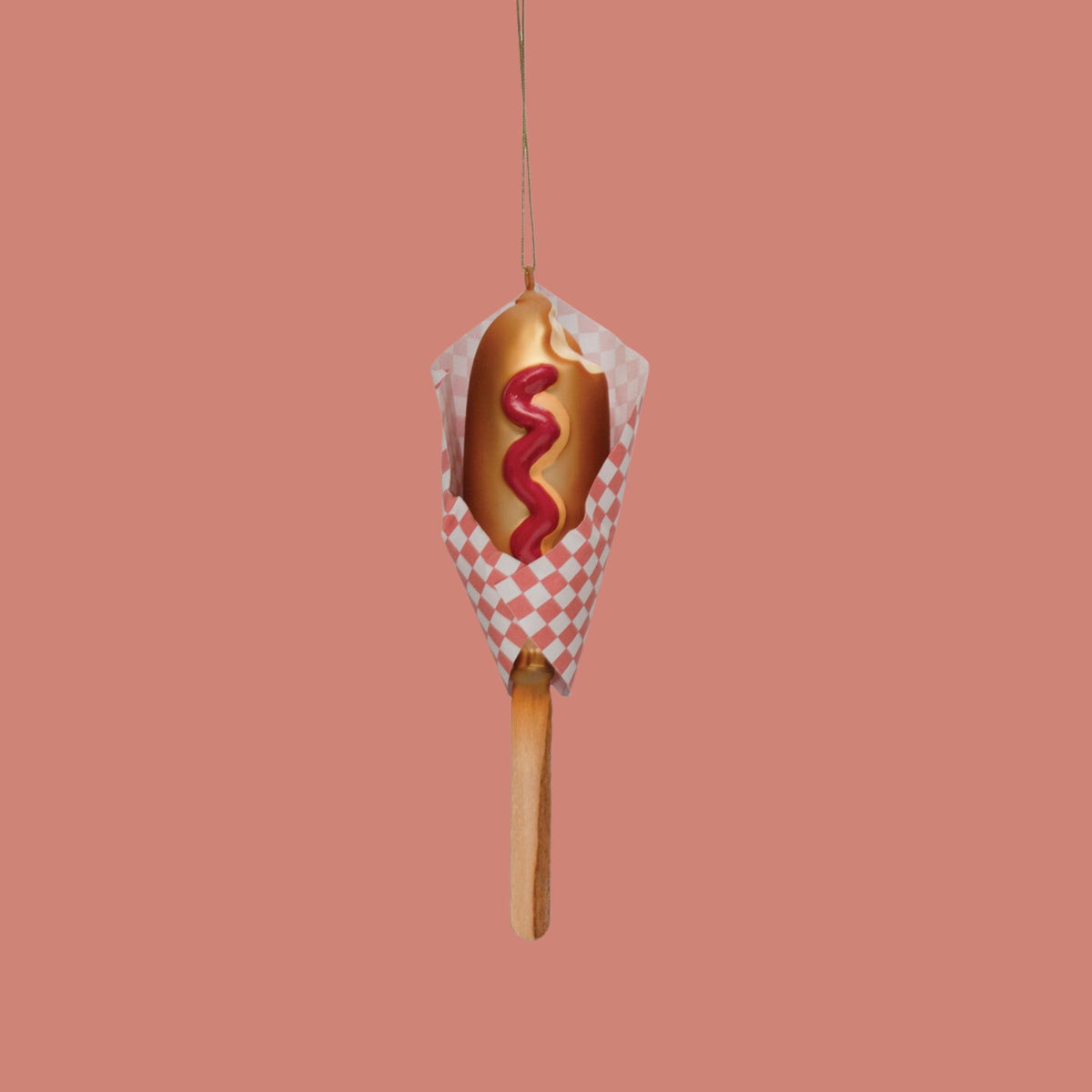 Creative Co-op - Hand-Painted Glass Corndog Wrapped in Paper Ornament