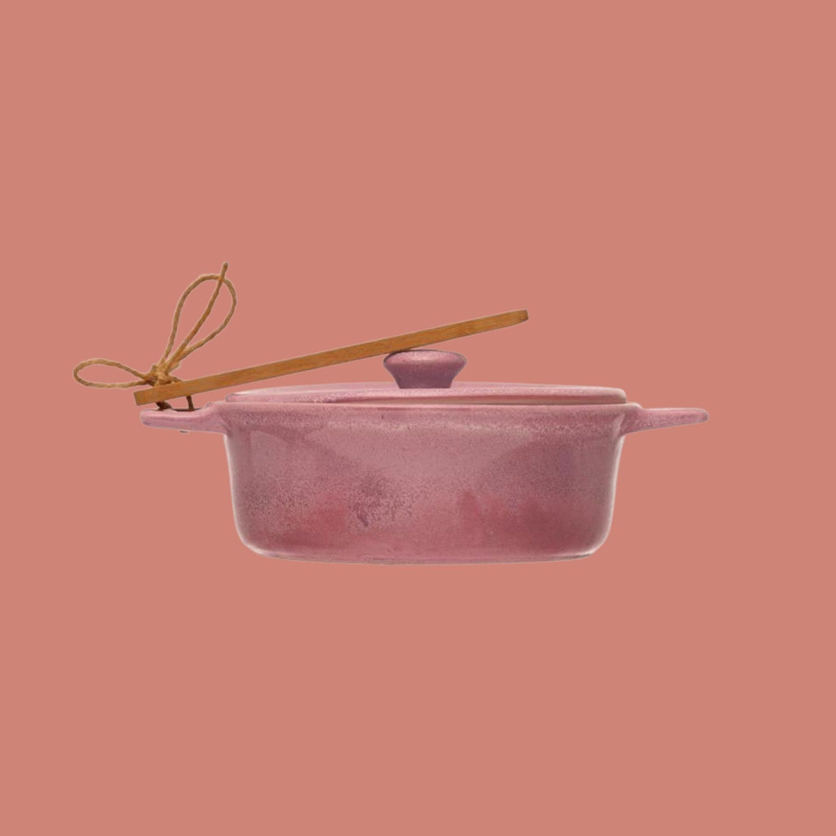 Pink Brie Baker w/ Bamboo Spreader